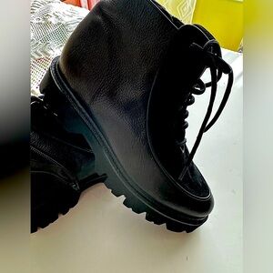 BRUNATE ankle leather boots ultra light lace-up + zipper size 38 (7 US) new